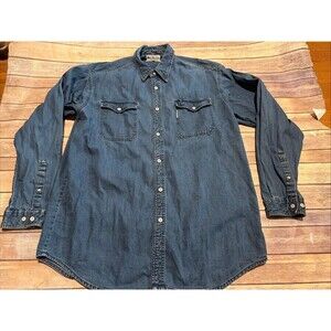 Vintage Columbia Mens XLT Shirt Denim Blue Button Down Pocket Jean Long Sleeve
